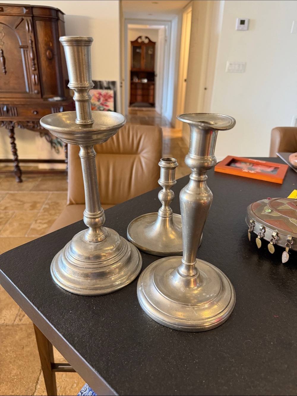 Match Silver-Tone Metal Candlesticks Trio